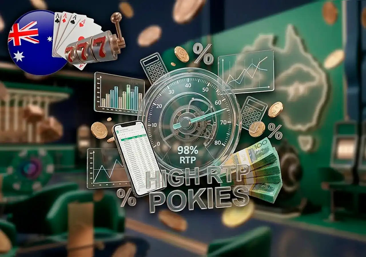 High RTP percentage indicator gauge and volatility meter for Australian pokies