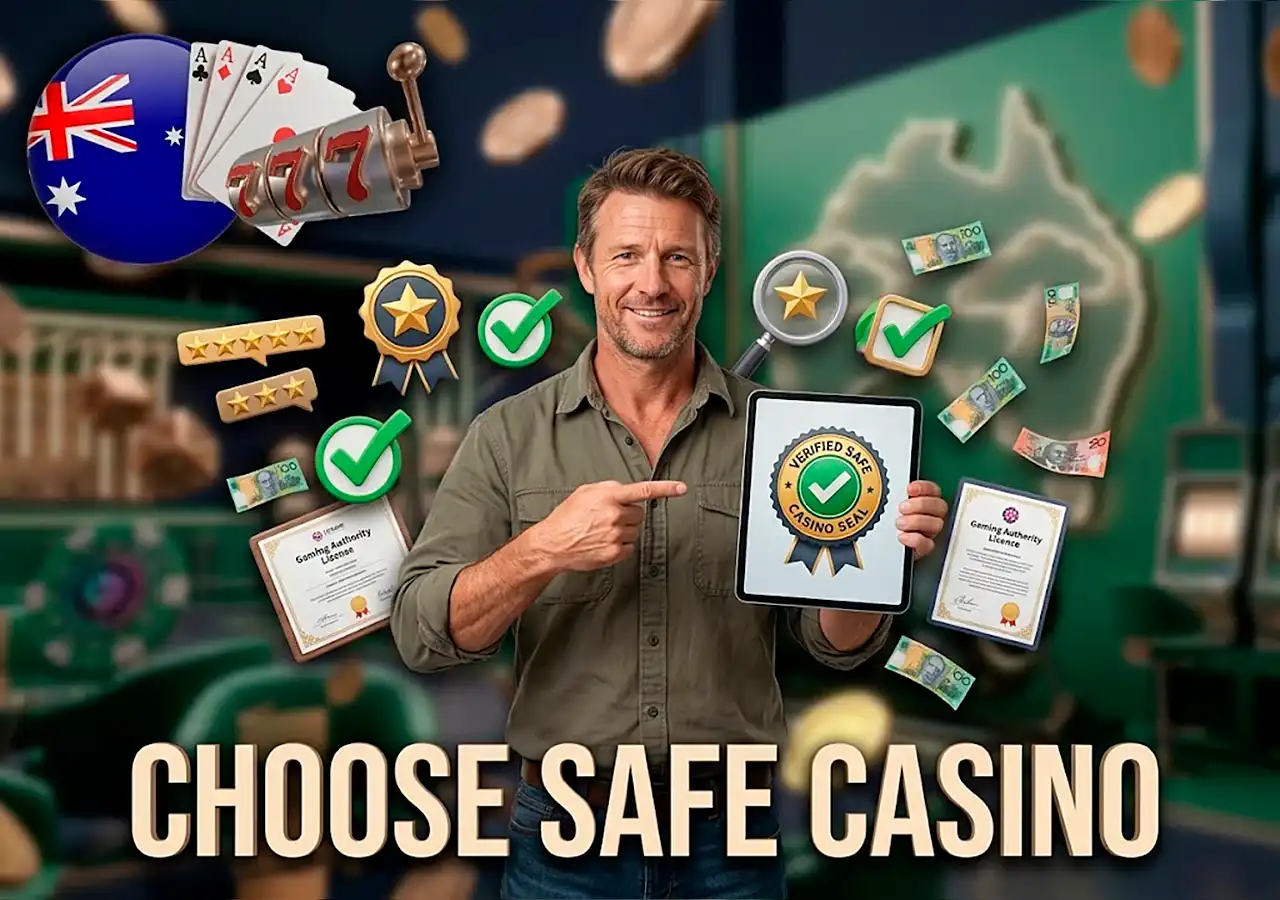 Checklist of safe PayID casino features including SSL licence and fast payouts