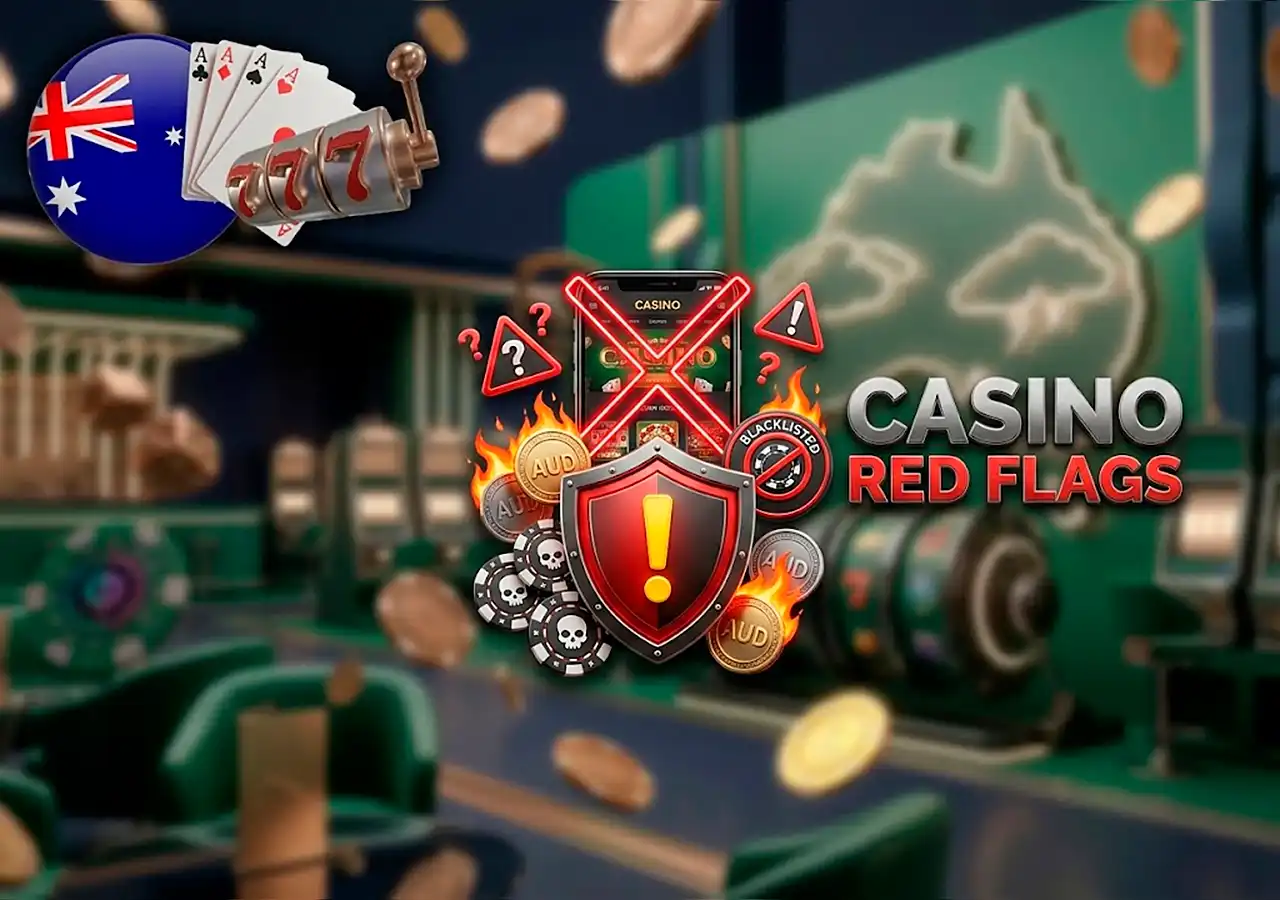 Red warning flag icons highlighting fake PayID domains and delayed cashout risks
