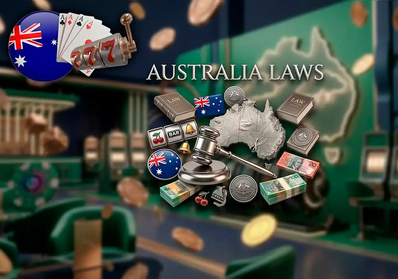 Legal status balance scale showing Australian banking rules vs offshore casino play